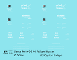 Santa Fe 40 Ft Single Door Boxcar White El Capitan Buy War Bonds - Decal - Choose Scale