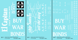 Santa Fe 40 Ft Single Door Boxcar White El Capitan Buy War Bonds - Decal - Choose Scale