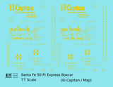 Santa Fe 50 Ft Double Door Express Boxcar Dulux Gold El Capitan/Map - Decal - Choose Scale