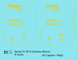 Santa Fe 50 Ft Double Door Express Boxcar Dulux Gold El Capitan/Map - Decal - Choose Scale