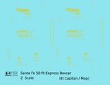Santa Fe 50 Ft Double Door Express Boxcar Dulux Gold El Capitan/Map - Decal - Choose Scale