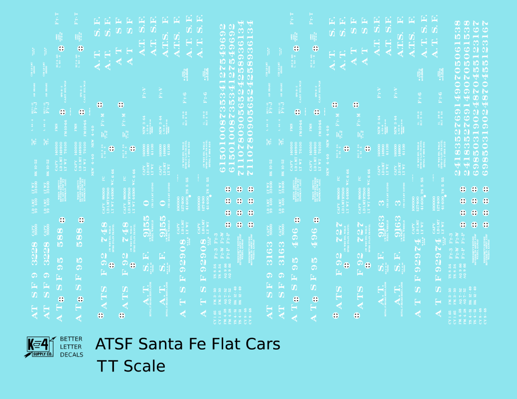 Santa Fe Flat Car White 1940s – 1960s