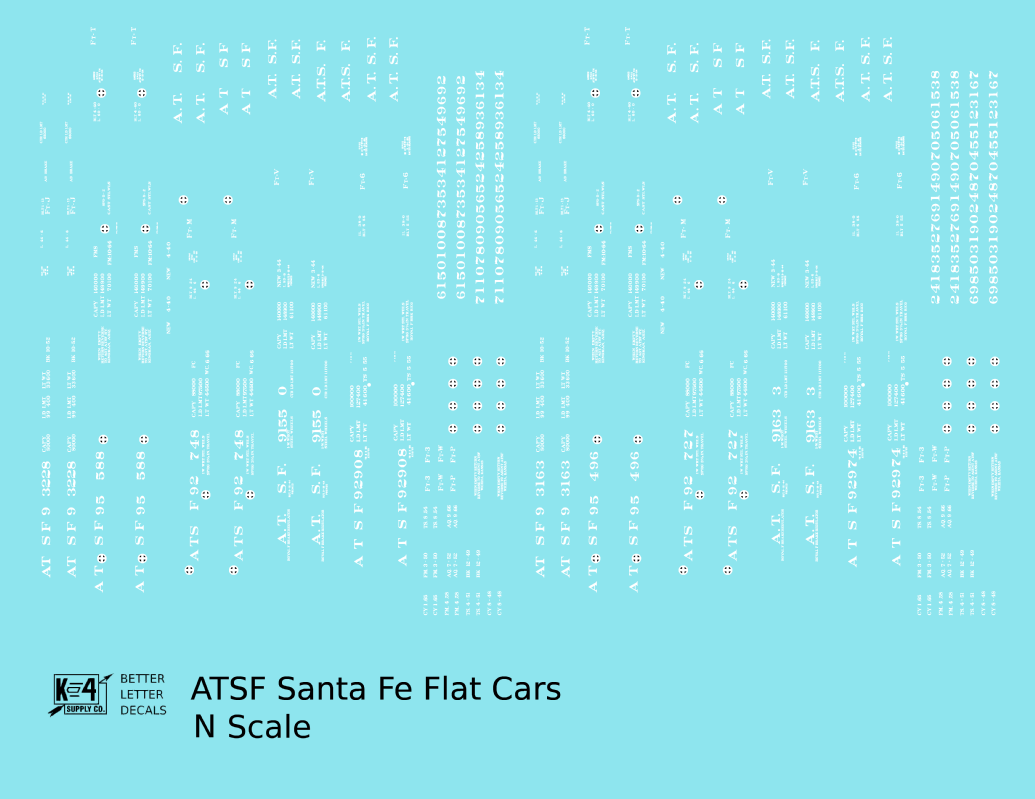 Santa Fe Flat Car White 1940s – 1960s