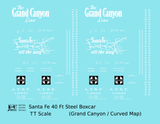 Santa Fe 40 Ft Single Door Boxcar White Grand Canyon Curvy Map - Decal - Choose Scale