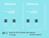 Santa Fe 50 Ft Double Door Boxcar White Grand Canyon - Decal - Choose Scale