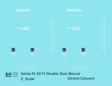 Santa Fe 50 Ft Double Door Boxcar White Grand Canyon - Decal - Choose Scale