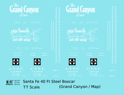 Santa Fe 40 Ft Single Door Boxcar White Grand Canyon/Map
