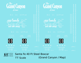 Santa Fe 40 Ft Single Door Boxcar White Grand Canyon/Map - Decal - Choose Scale