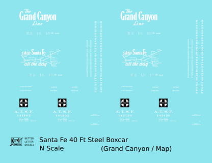 Santa Fe 40 Ft Single Door Boxcar White Grand Canyon/Map