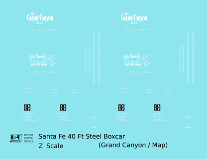 Santa Fe 40 Ft Single Door Boxcar White Grand Canyon/Map