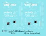 Santa Fe 50 Ft Double Door Boxcar White Grand Canyon/Map - Decal - Choose Scale