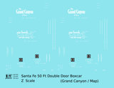 Santa Fe 50 Ft Double Door Boxcar White Grand Canyon/Map - Decal - Choose Scale