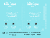 Santa Fe 40 Ft Double Door Fe-26 Boxcar White Grand Canyon/Map - Decal - Choose Scale