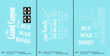 Santa Fe 40 Ft Single Door Boxcar White Grand Canyon Buy War Bonds - Decal - Choose Scale