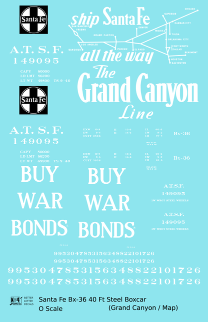Santa Fe 40 Ft Single Door Boxcar White Grand Canyon Buy War Bonds