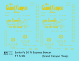Santa Fe 50 Ft Double Door Express Boxcar Dulux Gold Grand Canyon/Map - Decal - Choose Scale