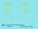 Santa Fe 50 Ft Double Door Express Boxcar Dulux Gold Grand Canyon/Map - Decal - Choose Scale