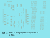 Santa Fe Heavyweight Passenger Cars Bronze Gold #1 - Decal - Choose Scale