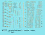 Santa Fe Heavyweight Passenger Cars Bronze Gold #2 - Decal - Choose Scale