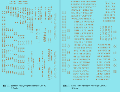 Santa Fe Heavyweight Passenger Cars Bronze Gold #2 - Decal - Choose Scale