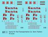 Santa Fe Semi Trailer Red  - Decal - Choose Scale