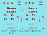 Santa Fe Semi Trailer Red  - Decal - Choose Scale
