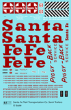 Santa Fe Semi Trailer Red  - Decal - Choose Scale