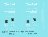 Santa Fe 40 Ft Single Door Boxcar White Super Chief - Decal - Choose Scale