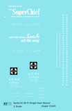 Santa Fe 40 Ft Single Door Boxcar White Super Chief - Decal - Choose Scale