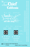 Santa Fe 40 Ft Single Door Boxcar White Super Chief Curvy Map - Decal - Choose Scale