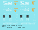 Santa Fe 50 Ft DF Boxcar White and Orange Super Chief - Decal - Choose Scale