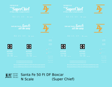 Santa Fe 50 Ft DF Boxcar White and Orange Super Chief - Decal - Choose Scale
