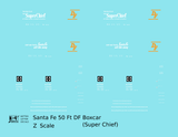 Santa Fe 50 Ft DF Boxcar White and Orange Super Chief - Decal - Choose Scale