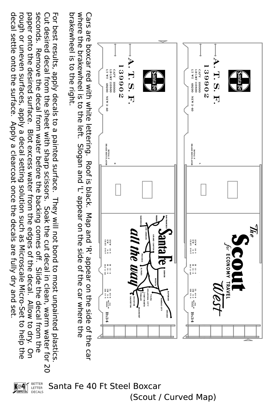 Santa Fe 40 Ft Single Door Boxcar White Scout Curvy Map