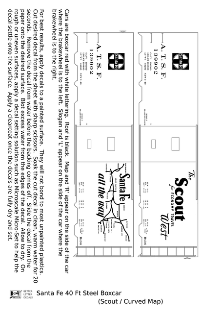 Santa Fe 40 Ft Single Door Boxcar White Scout Curvy Map