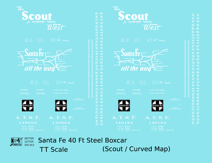 Santa Fe 40 Ft Single Door Boxcar White Scout Curvy Map