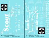 Santa Fe 40 Ft Single Door Boxcar White Scout Curvy Map - Decal - Choose Scale