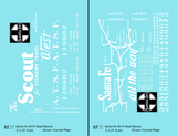 Santa Fe 40 Ft Single Door Boxcar White Scout Curvy Map - Decal - Choose Scale