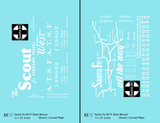 Santa Fe 40 Ft Single Door Boxcar White Scout Curvy Map - Decal - Choose Scale