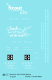 Santa Fe 40 Ft Single Door Boxcar White Scout Curvy Map - Decal - Choose Scale