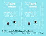 Santa Fe 50 Ft Double Door Boxcar White Super Chief/Map - Decal - Choose Scale