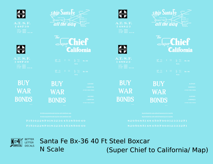 Santa Fe 40 Ft Single Door Boxcar White Super Chief Buy War Bonds