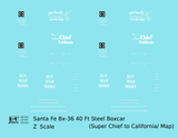 Santa Fe 40 Ft Single Door Boxcar White Super Chief Buy War Bonds - Decal - Choose Scale