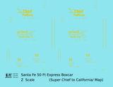 Santa Fe 50 Ft Double Door Express Boxcar Dulux Gold Super Chief/Map - Decal - Choose Scale