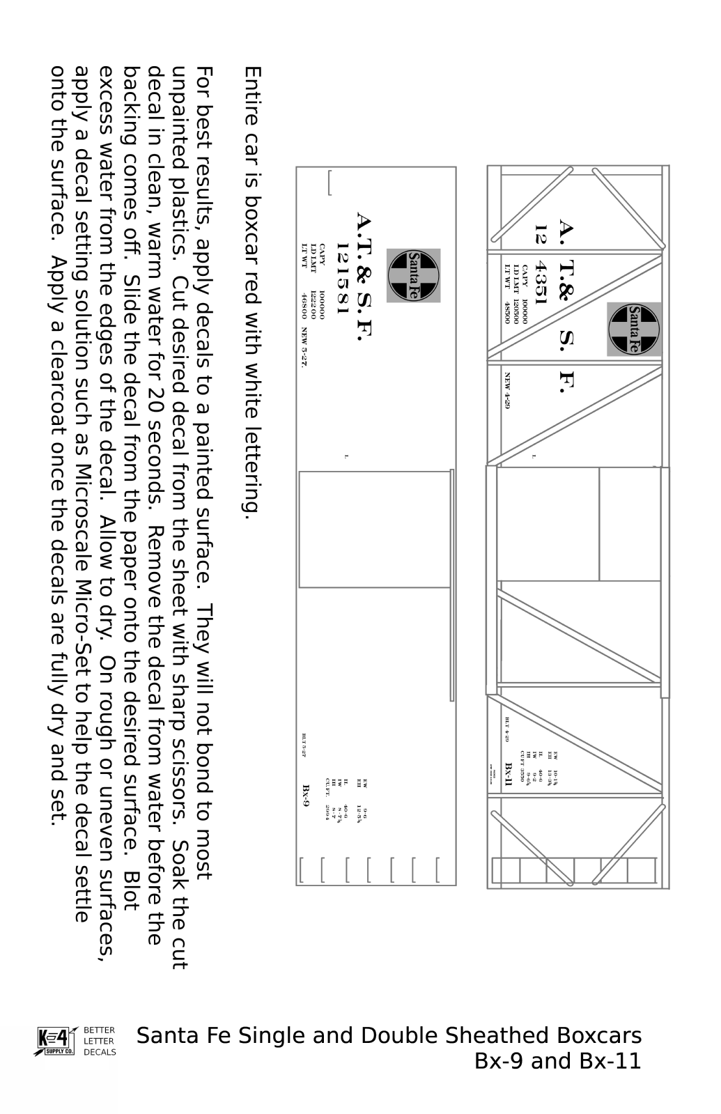 Santa Fe Single and Double Sheathed Boxcars White