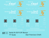 Santa Fe 50 Ft DF Boxcar White and Orange San Francisco Chief - Decal - Choose Scale