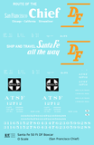 Santa Fe 50 Ft DF Boxcar White and Orange San Francisco Chief - Decal - Choose Scale