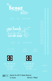 Santa Fe 40 Ft Single Door Boxcar White Scout/Map - Decal - Choose Scale