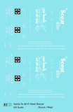 Santa Fe 40 Ft Single Door Boxcar White Scout/Map - Decal - Choose Scale