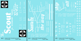 Santa Fe 50 Ft Double Door Boxcar White Scout/Map - Decal - Choose Scale